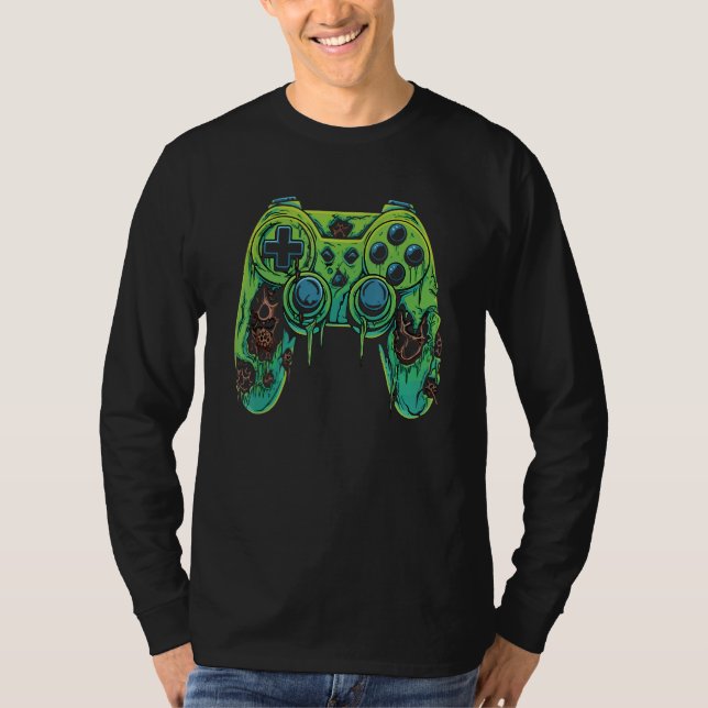 Camiseta Halloween Gaming Halloween Gamer Video Game Skelet (Anverso)