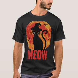 Camiseta HALLOWEEN Gato de horror estremecedor frente a una