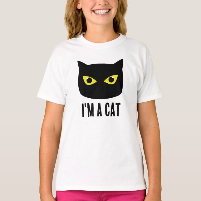 Camiseta Halloween gato negro ojos amarillos soy un gato (Anverso)