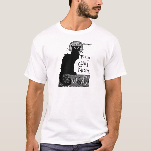 Camiseta Halloween Gato Negro Palabras Francesas Chat Noir  (Anverso)