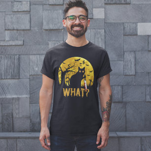 Camiseta Halloween Gato Negro What?
