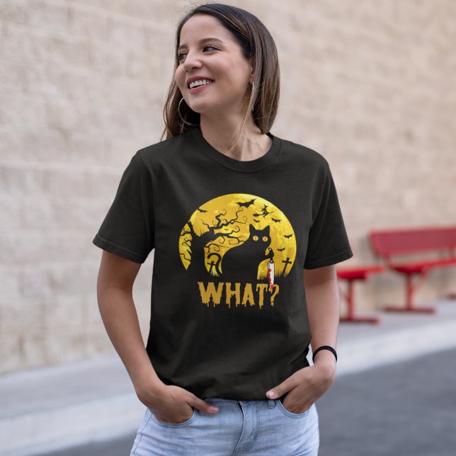 Camiseta Halloween Gato Negro What? (Subido por el creador)