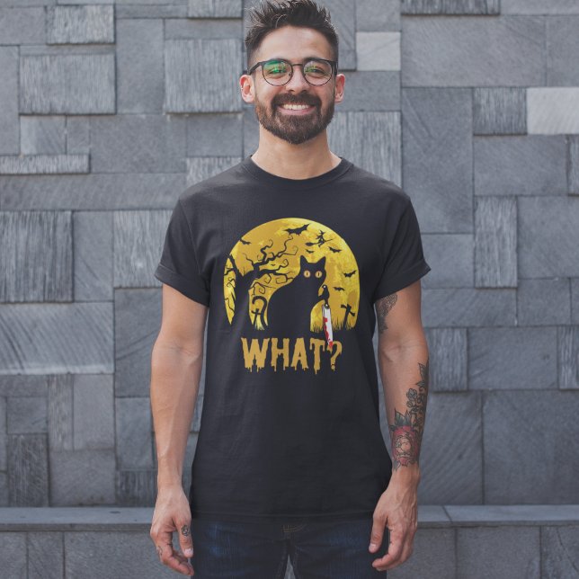 Camiseta Halloween Gato Negro What? (Subido por el creador)