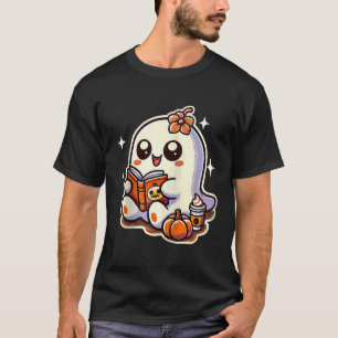 Camiseta Halloween Ghost Book Coffkin Calabaza de otoño ras
