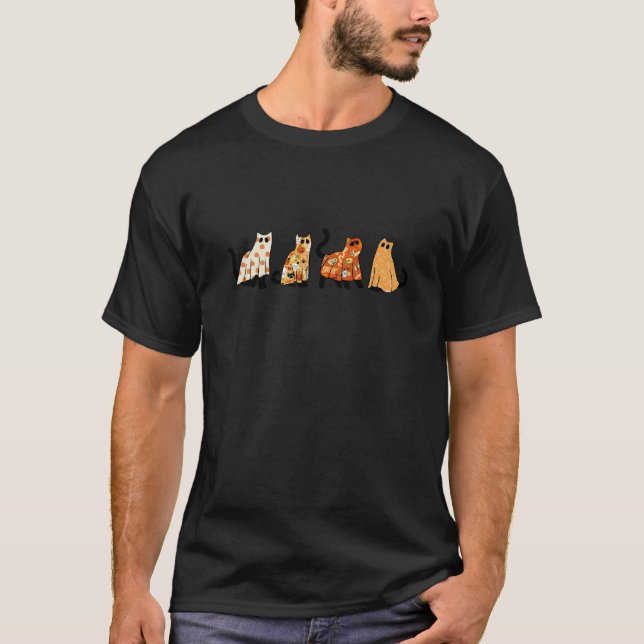 Camiseta Halloween Ghost Cats Funny Halloween Black Cats Lo (Anverso)