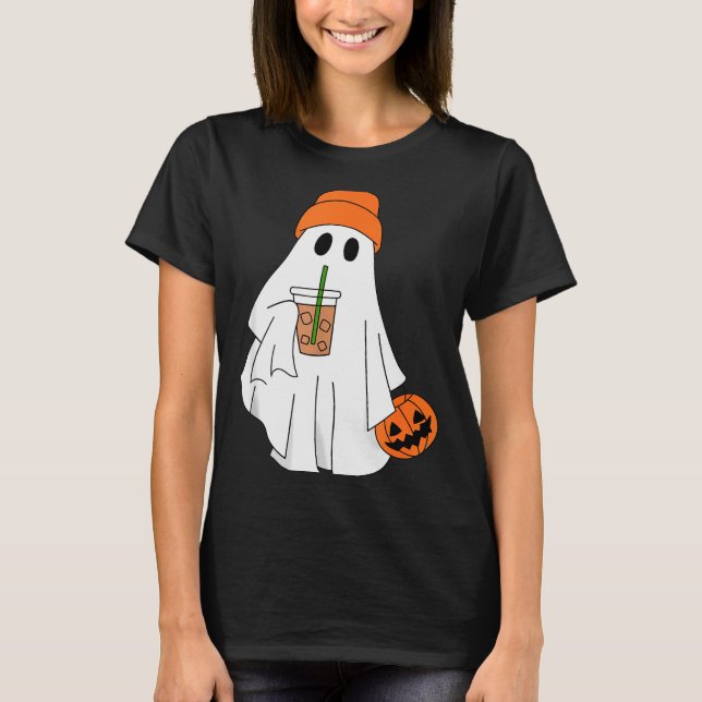 Camiseta Halloween Ghost Drinking Coffee Ghost Ice Coffee M (Anverso)