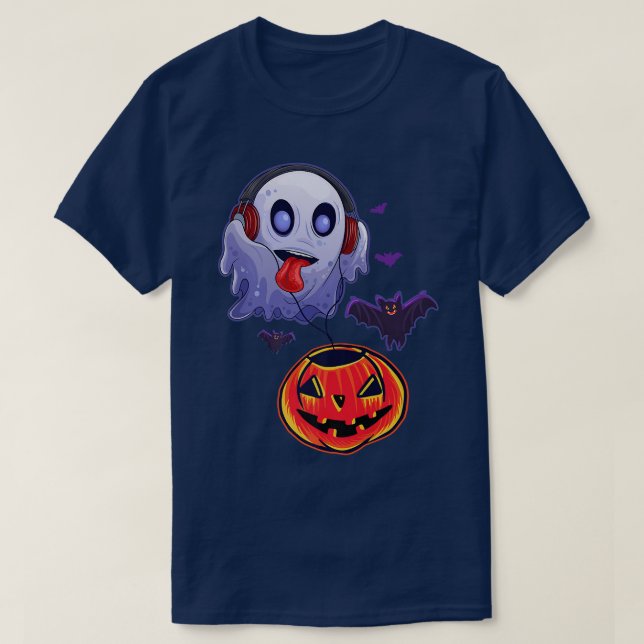 Camiseta Halloween Ghost Hear Music Bopkin Halloween Costum (Diseño del anverso)