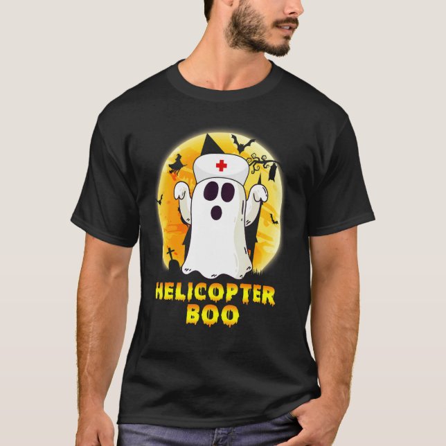 Camiseta Halloween Ghost Helicopter Boo Nurs Enfermería Hom (Anverso)