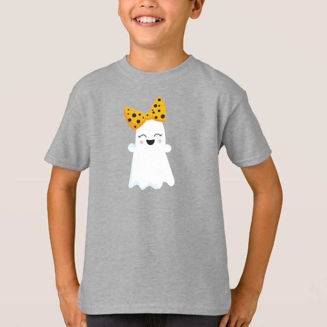 Camiseta Halloween, Ghost, Ribbon, Bow, Boo, Truco O Tratam (Anverso)