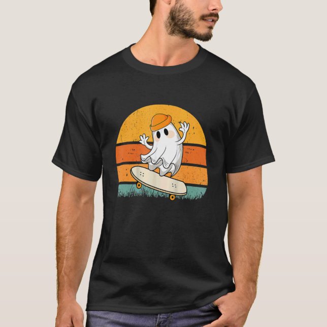 Camiseta Halloween Ghost Skateboard Halloween Skateboardin (Anverso)