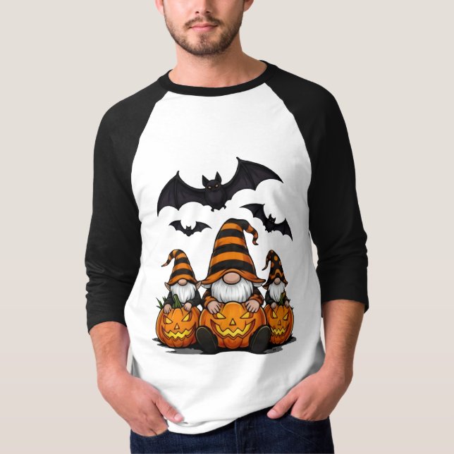 Camiseta Halloween Gnome 3/4 Sleeve Raglan T-Shirt (Anverso)