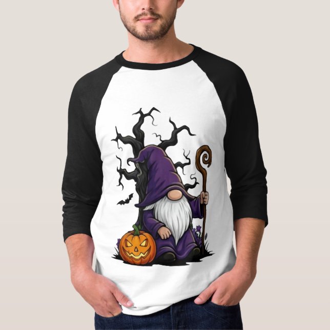 Camiseta Halloween Gnome 3/4 Sleeve Raglan T-Shirt (Anverso)