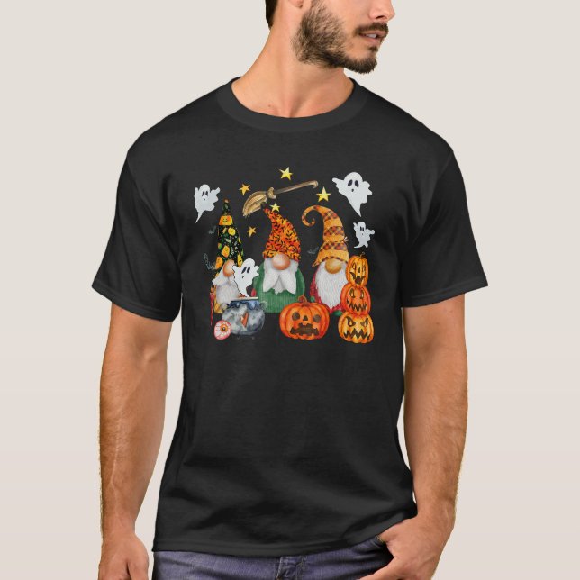 Camiseta Halloween Gnomes Cute Autumn Pumpkin Fall  Holiday (Anverso)