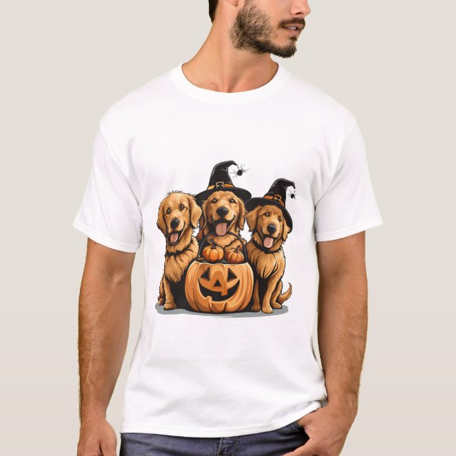 Camiseta Halloween Golden Retriever Dogs Jack O Lantern (Anverso)