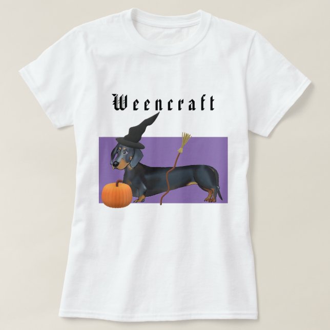 Camiseta Halloween| Graciosa bruja de Weencraft Dachshund (Diseño del anverso)