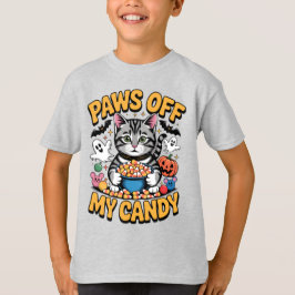 Camiseta Halloween Gracioso De Gatos De Tabby, Paws De Mi C