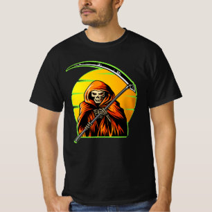 Camiseta Halloween Green Grim Reaper Scythe Sunset Death