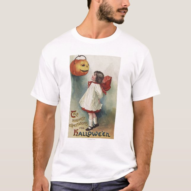 Camiseta Halloween GreetingGirl en rojo y blanco (Anverso)