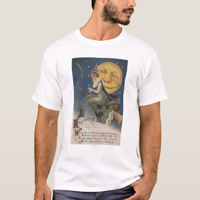 Camiseta Halloween GreetingWitch en vuelo (Anverso)