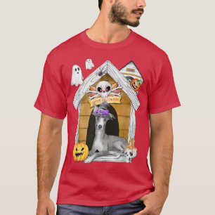 Camiseta Halloween Greyhound Dog Witch Haunted House T-Shir