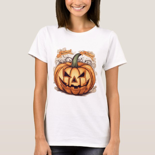 Camiseta Halloween: Großer Kürbis -  (Anverso)
