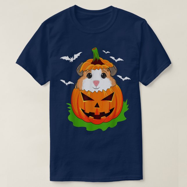 Camiseta Halloween Guinea Amantes del cerdo Gi de calabaza  (Diseño del anverso)