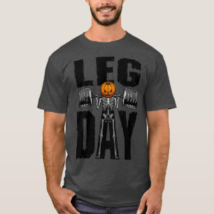 Camiseta Halloween Gym Leg Day Skeleton Pumpkin Gótico Fitn