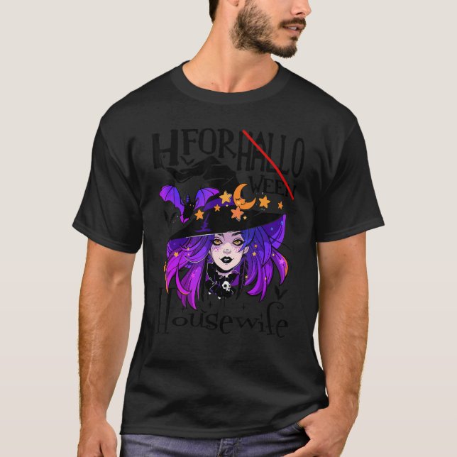 Camiseta Halloween H para Halloween ama de casa dice bruja (Anverso)