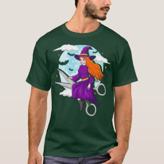 Camiseta Halloween Hairdresser Salon Witch Scissor Hairstyl