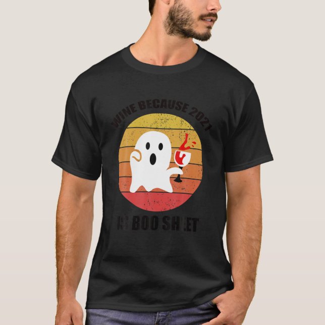 Camiseta Halloween Halloween Fantasma Bebiendo Vino En 2021 (Anverso)