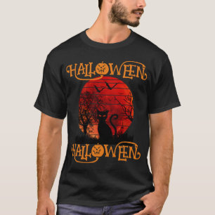 CAMISETA HALLOWEEN HALLOWEEN GATO NEGRO MURCIÉLAGOS ESPANTO