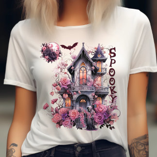 Camiseta Halloween-Halloween-Harto-Rosa-Retro-Espeluznante