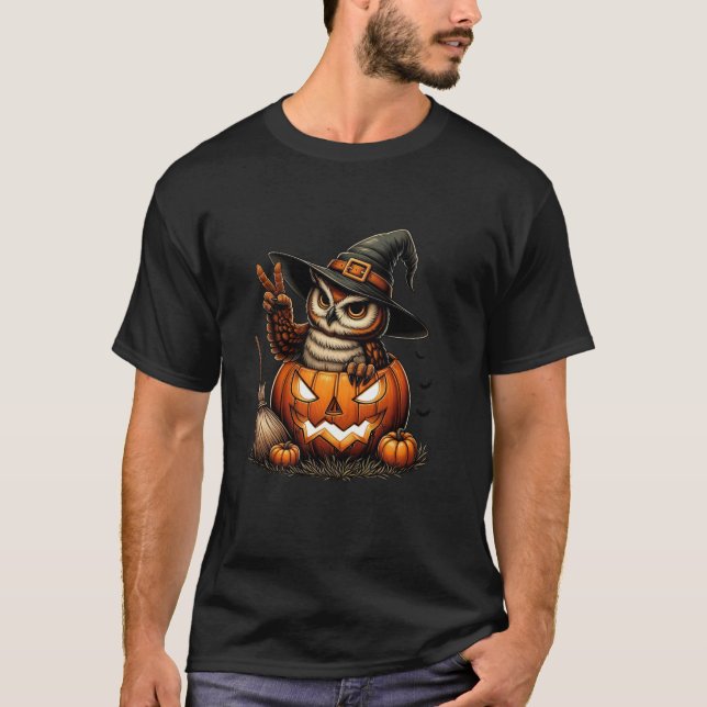 Camiseta Halloween Halloween Masculinas mujeres con calabaz (Anverso)