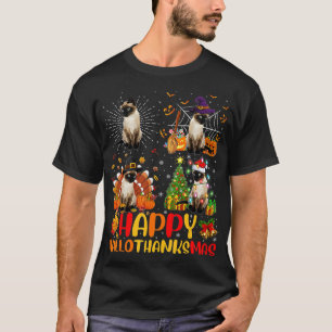 Camiseta Halloween hanksintero Navidades Siamese Cat Hallot