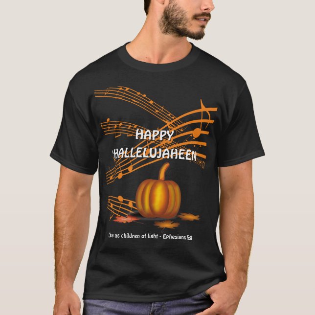 Camiseta Halloween HAPPY HALLELUJAHEEN | Calabaza (Anverso)