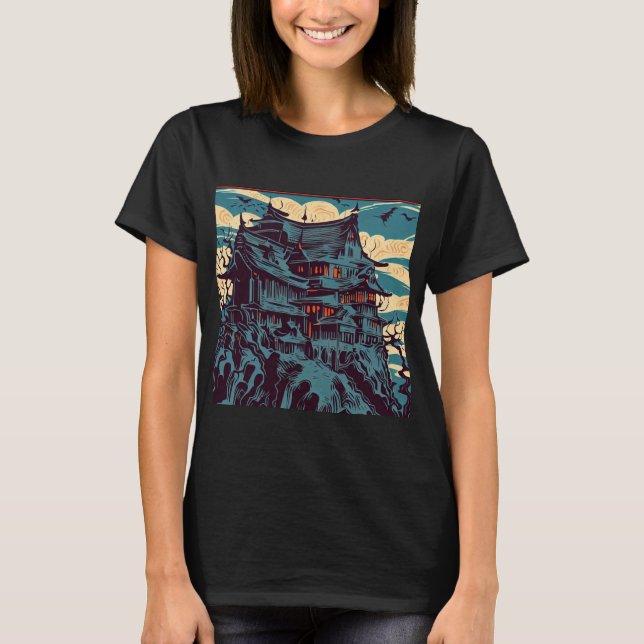 Camiseta Halloween - Haunted Castle Woodcut 2 (Anverso)