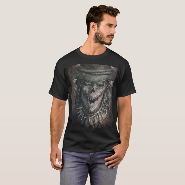 Camiseta Halloween Haunted Creepy Spooky Scarecrow (Anverso completo)