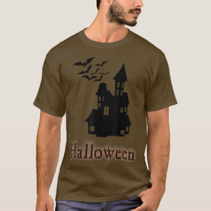 Camiseta Halloween Haunted House and Bats Happy Halloween
