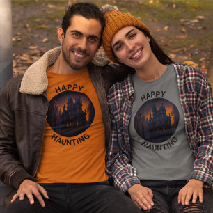 Camiseta Halloween Haunted Mansion Happy Haunting