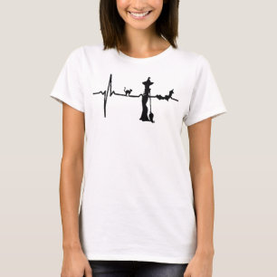 Camiseta Halloween Heart Beat Black Cat and Bat