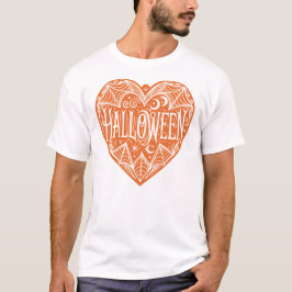 Camiseta Halloween Heart, Orange Heart Shape, Holiday