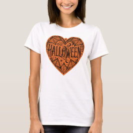 Camiseta Halloween Heart, Orange Heart Shape, Holiday