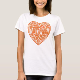 Camiseta Halloween Heart, Orange Heart Shape, Holiday