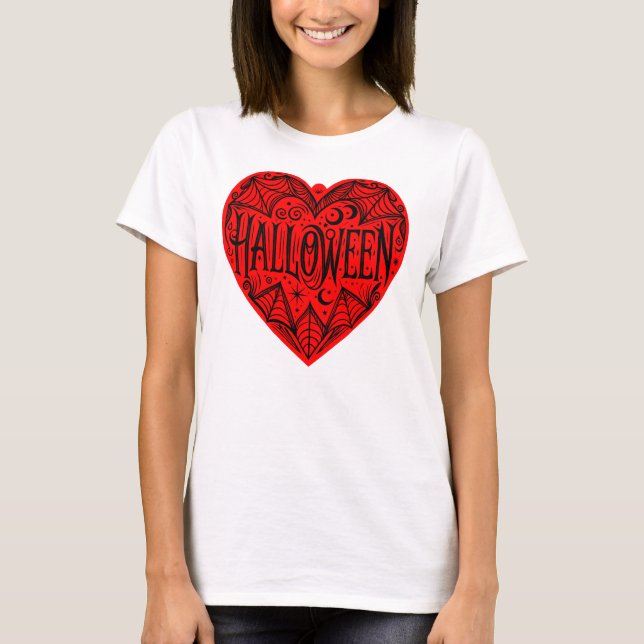 Camiseta Halloween Heart, Red Heart Shape, Holiday (Anverso)