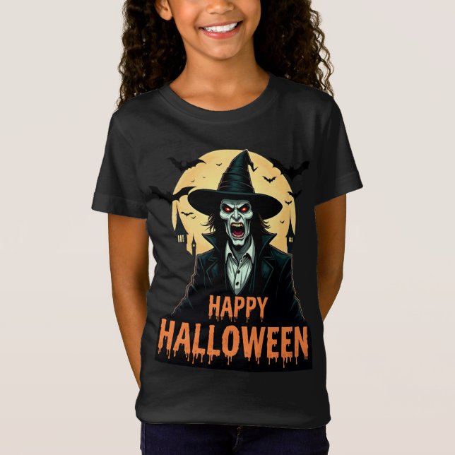 Camiseta Halloween Horror Bruja con ojos rojos (Anverso)