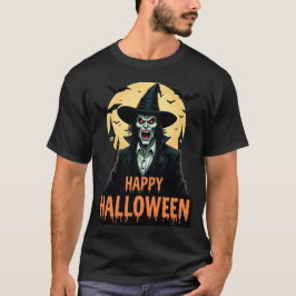 Camiseta Halloween Horror Bruja con ojos rojos