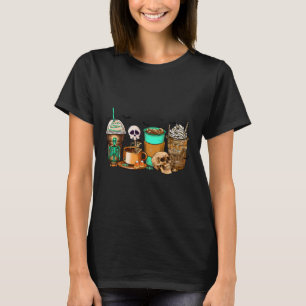Camiseta Halloween Horror Latte Café Cups Skeleton A