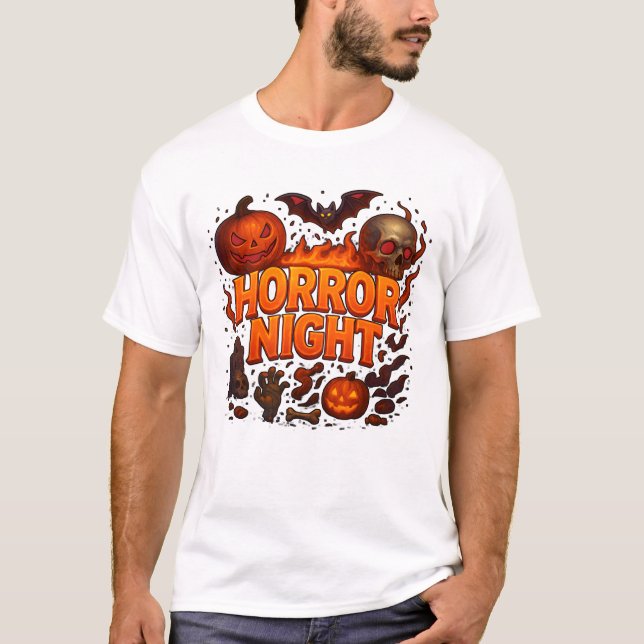Camiseta Halloween Horror Night Fire Ropa Guay (Anverso)