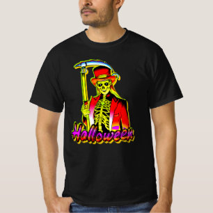 Camiseta Halloween Horror Red Yellow Grim Reaper Monstruo