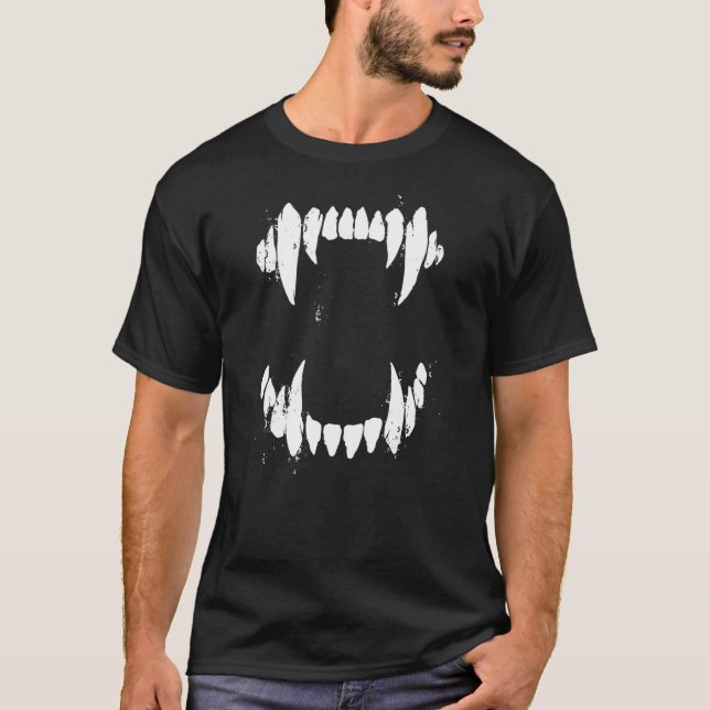 Camiseta Halloween Horror Wolf Dog Vampire Monster Teeth Co (Anverso)